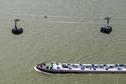 Barge and cable-car cabins from Seilbahn Koblenz