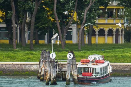 Moored vaporetto near Sant'Elena