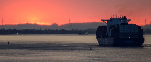 Sunset on the Elbe near Hamburg, Germany