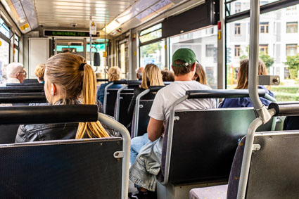 Interior of Coastal Tram (Kusttram) with seating