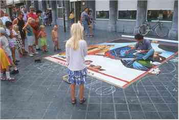 Pavement artist in Oostende