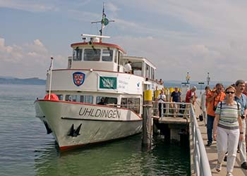 Mainau ferry boat UHLDINGEN in Meersburg, Germany