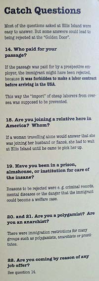 Ellis Island questions