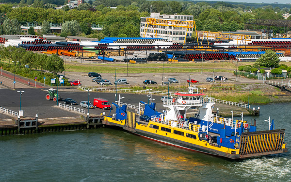 Ferry on Nieuwe Maas River in the Netherlands.