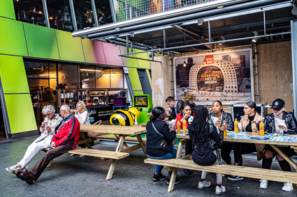 Picnic tables in the Markthal, Rotterdam