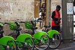 Velib employee at bike station