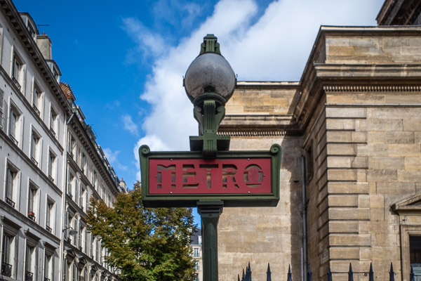 Sign at the Notre Dame de Lorette Metro station in Paris.