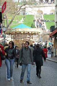 Montmartre Carousel and Sacre-Coeur Basilica steps