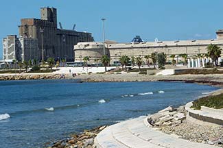 Civitavecchia fortress and grain elevators