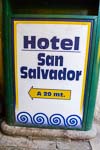 Hotel San Salvador sign on street