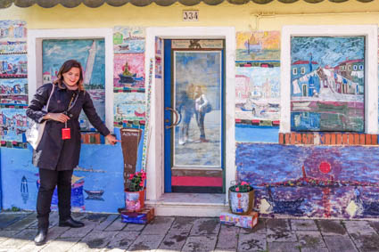 House on Burano with painted scenes