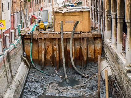 Cofferdam in Venice canal