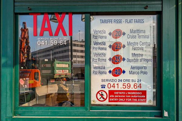 Venice taxi fares.