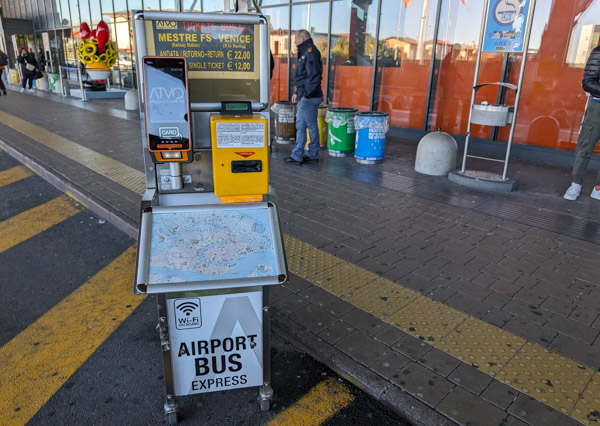 ATVO ticket machine at Treviso Canova airport.