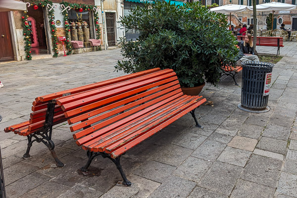 Bench in Campo Santa Maria Nova, Venice, Italy.