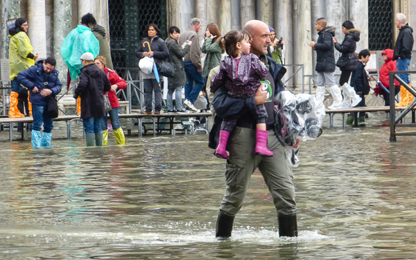 Acqua alta flooding Venice, Italy.