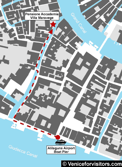 Pensione Accademia Villa Maravege map directions