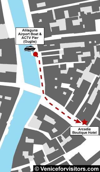 Arcadia Boutique Hotel directions map from Guglie