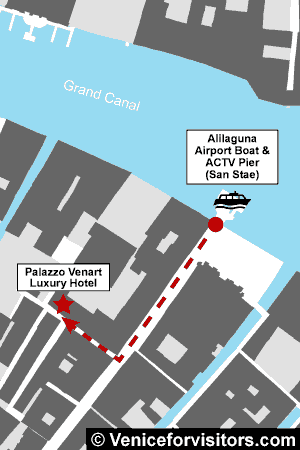 Palazzo Venart Luxury Hotel map from San Stae